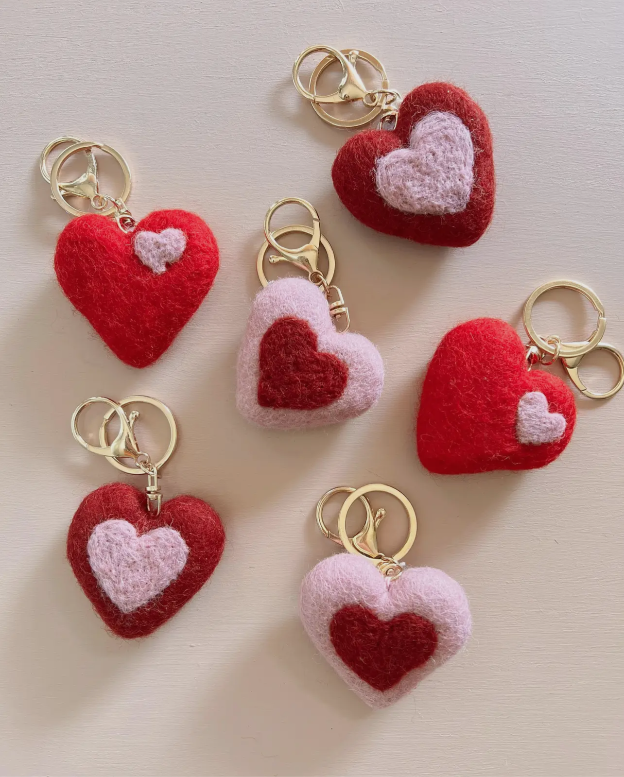 Felt heart keychain