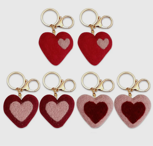 Felt heart keychain